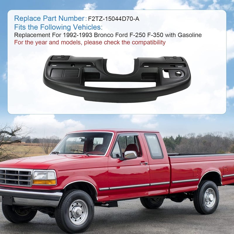 JDMSPEED Instrument Dash Cluster Bezel Dash Panel Replacement Compatible with 1992-1993 Bronco Ford F-250 F-350 with Gasoline Cluster Dash Bezel F2TZ-15044D70-A - Image 2